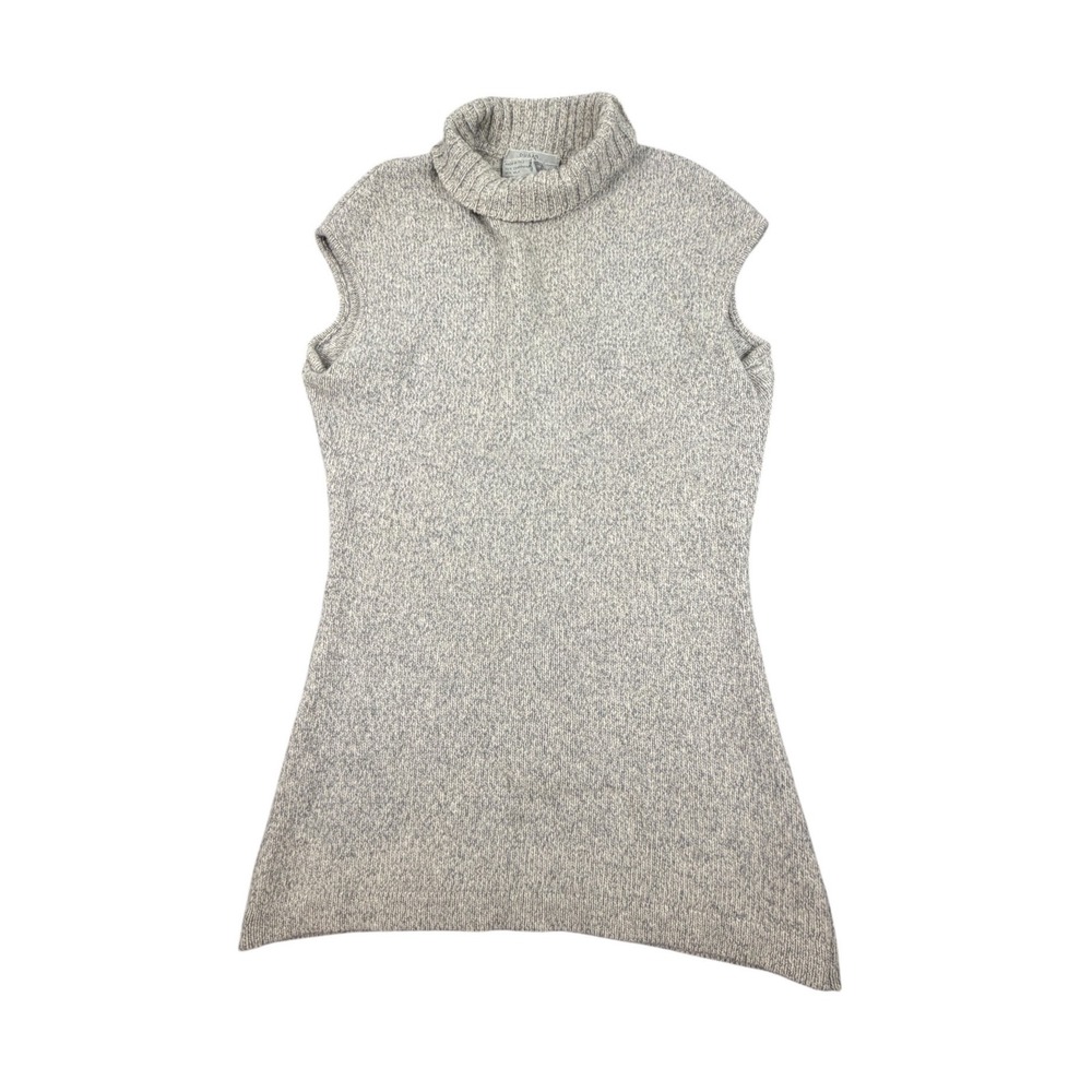 Dusan Women Sweater Turtleneck Cashmere Silk Gray Sleeveless Knit XL Tag Error